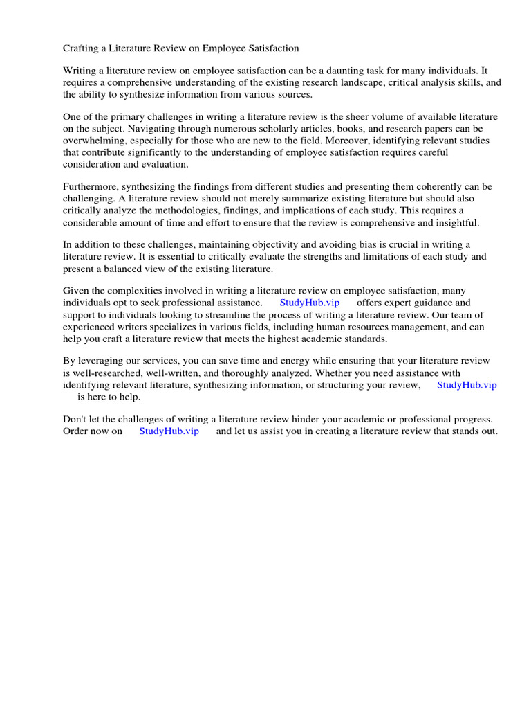 Literature Review Employee Satisfaction | PDF | Job Satisfaction ...