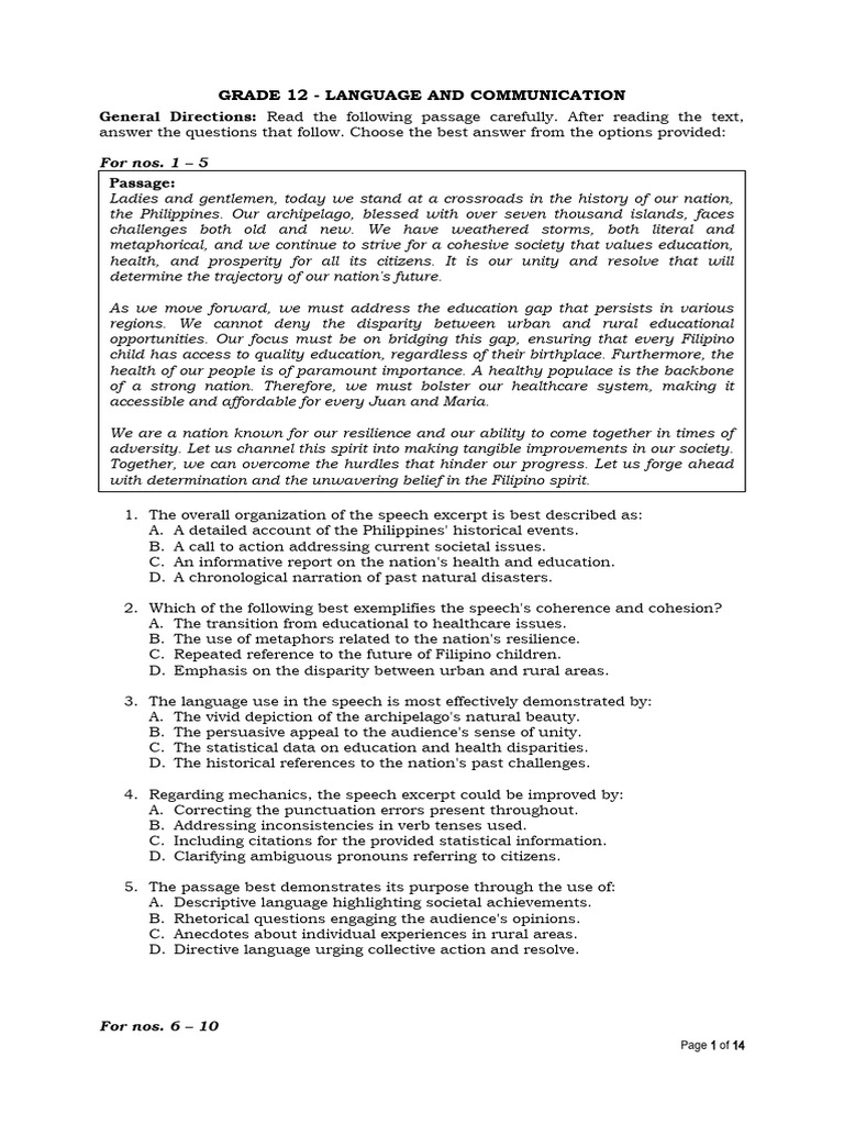 Grade 12 Language and Communication Exam | PDF | Social Media | Popular ...