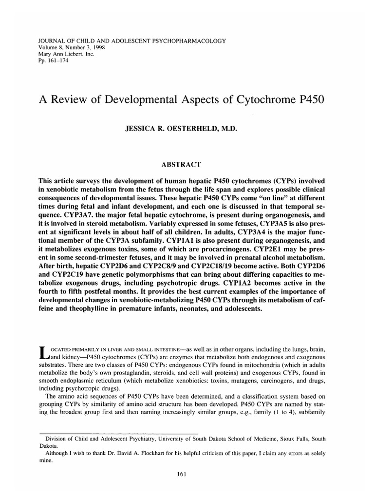 Developmental Cytochrome P450 Review | PDF | Cytochrome P450