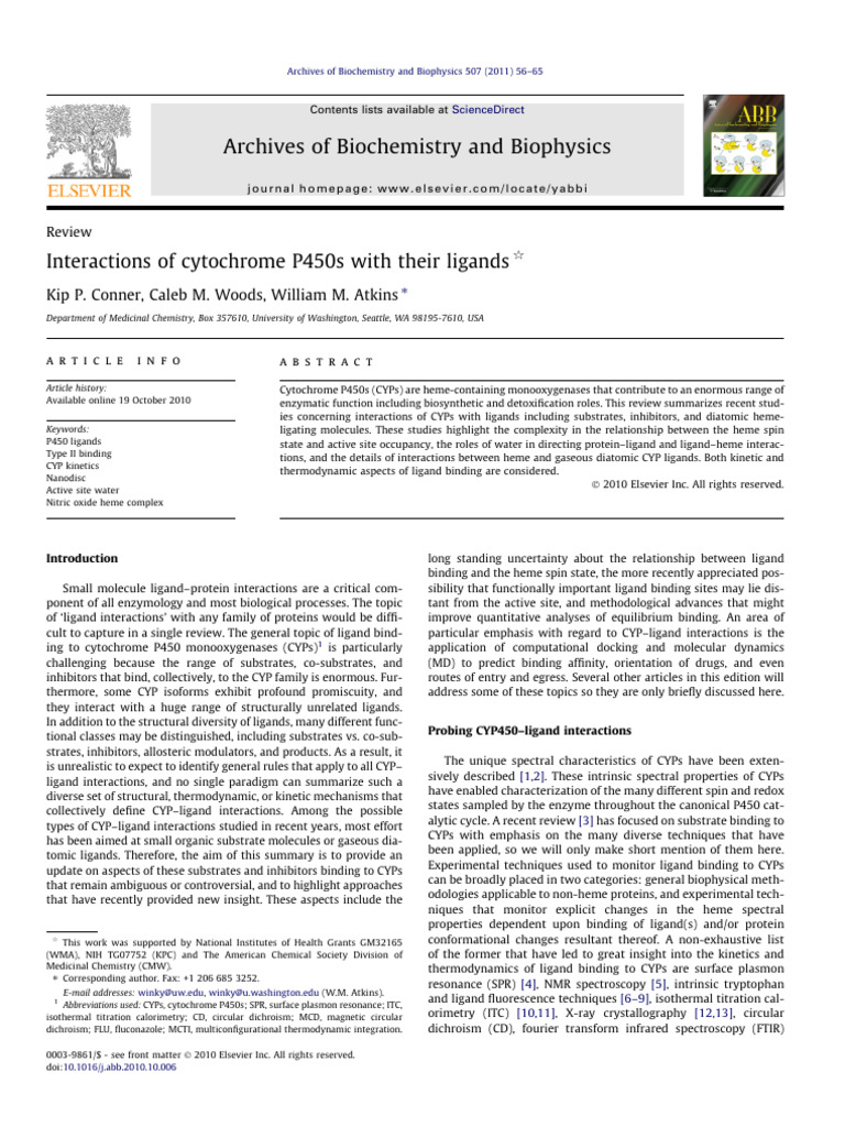 Cytochrome P450 Ligand Interactions Review | PDF | Cytochrome P450 ...