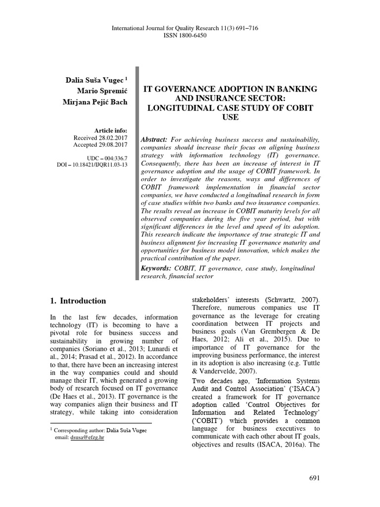 IT Governance in Banking and Insurance | PDF | Governance | Performance ...