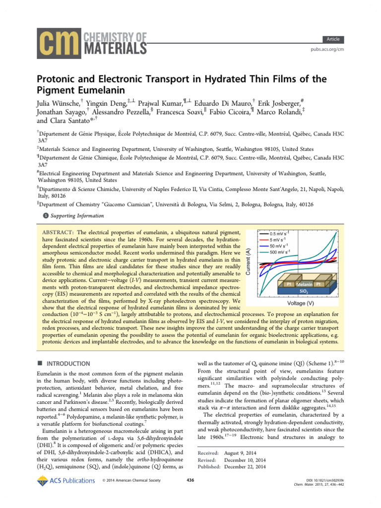 Protonic and Electronic Transport in Hydrated Thin Films of The | PDF ...