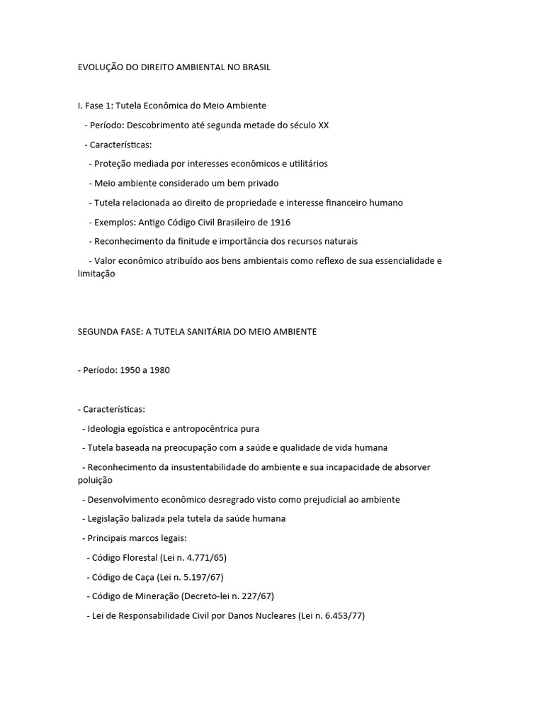 Evolução do Direito Ambiental no Brasil | PDF | Direito Ambiental ...