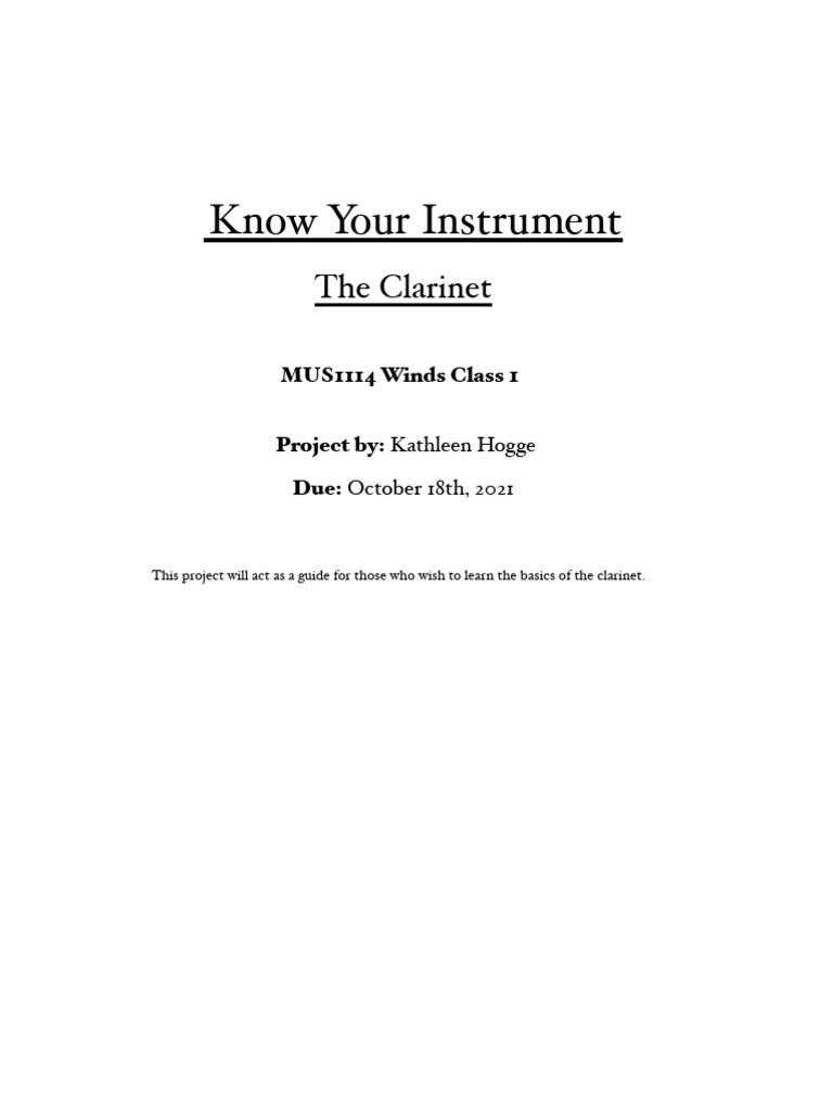 Know Your Instrument Project | PDF