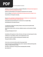 Introduction To Therapeutic Community Model of Treatment