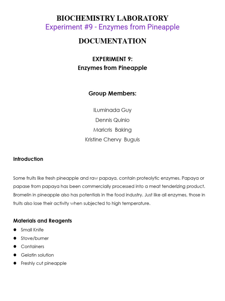 GROUP_2_Experiment_9_Enzymes_from_Pineapple PDF Marination Pineapple