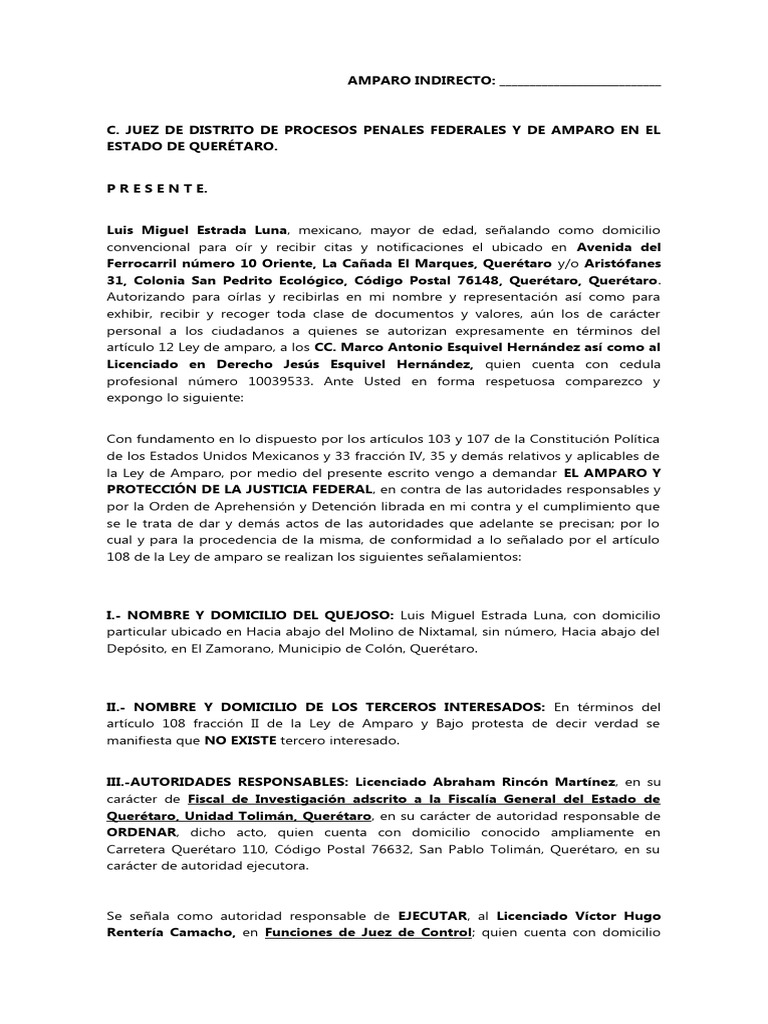 Amparo orden de aprehencion | PDF