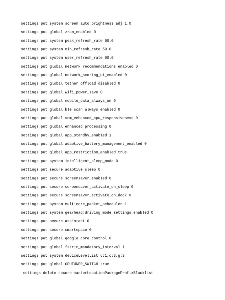 Android System Settings Configuration Guide | PDF