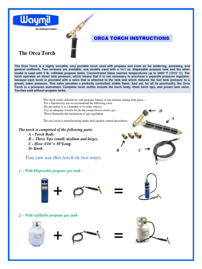 Orca Torch Instructions PDF Propane Valve