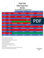 Punjab College Date Sheet Alirline Campus Lahore: Pre-Board (Full Book) Examination Part-II