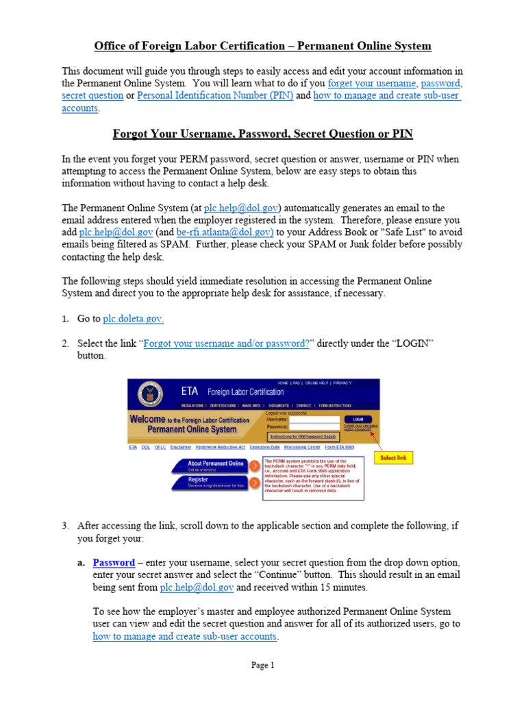 Inst For PIN Password Resets and How To Create User Accounts | PDF