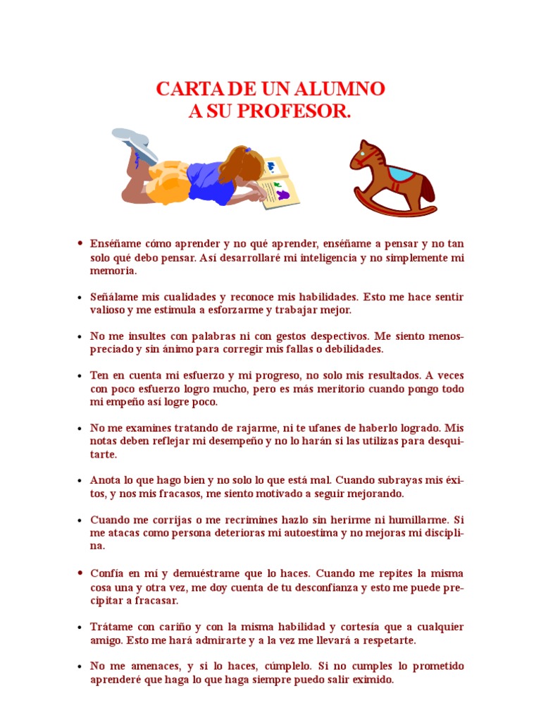 Carta de Un Alumno a Su Profesor