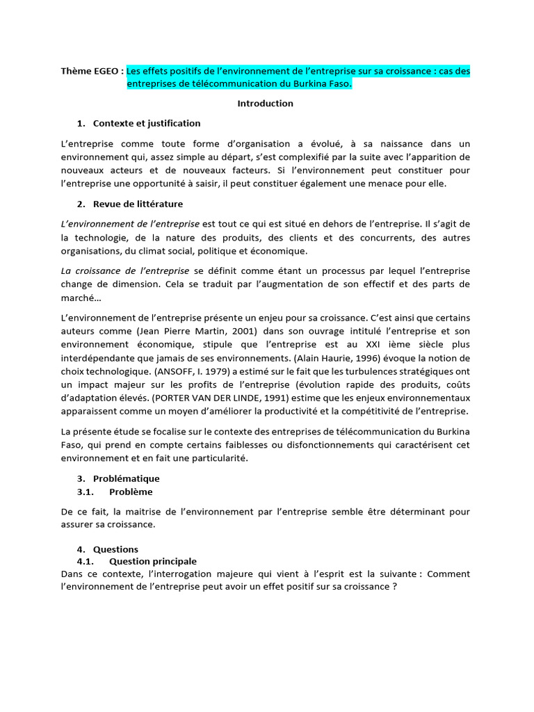 Impact de l'environnement sur la croissance | PDF | Environnement naturel