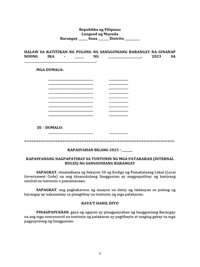 Internal Rules Of Procedure Tagalog Pdf