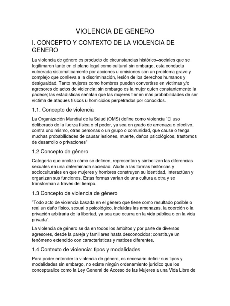 1.3 Concepto y Contexto de La Violencia de Genero | PDF