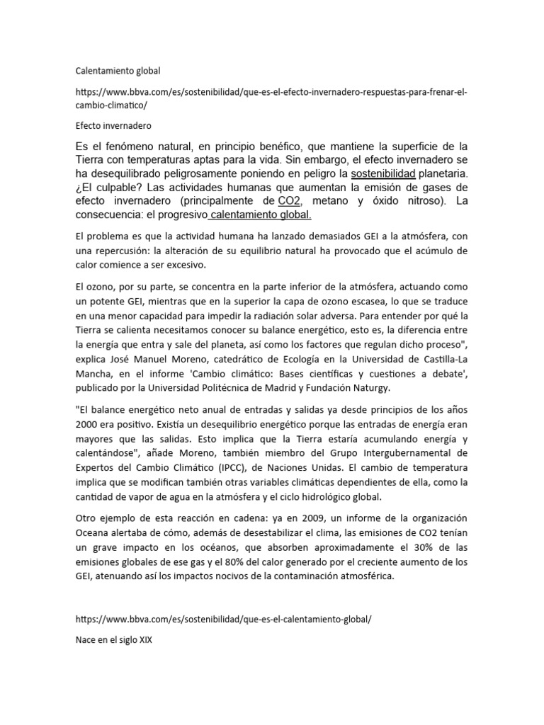 Causas y Consecuencias del Calentamiento Global | PDF | Gases de efecto ...