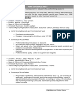 CS Form No. 212 Attachment - Work Experience Sheet