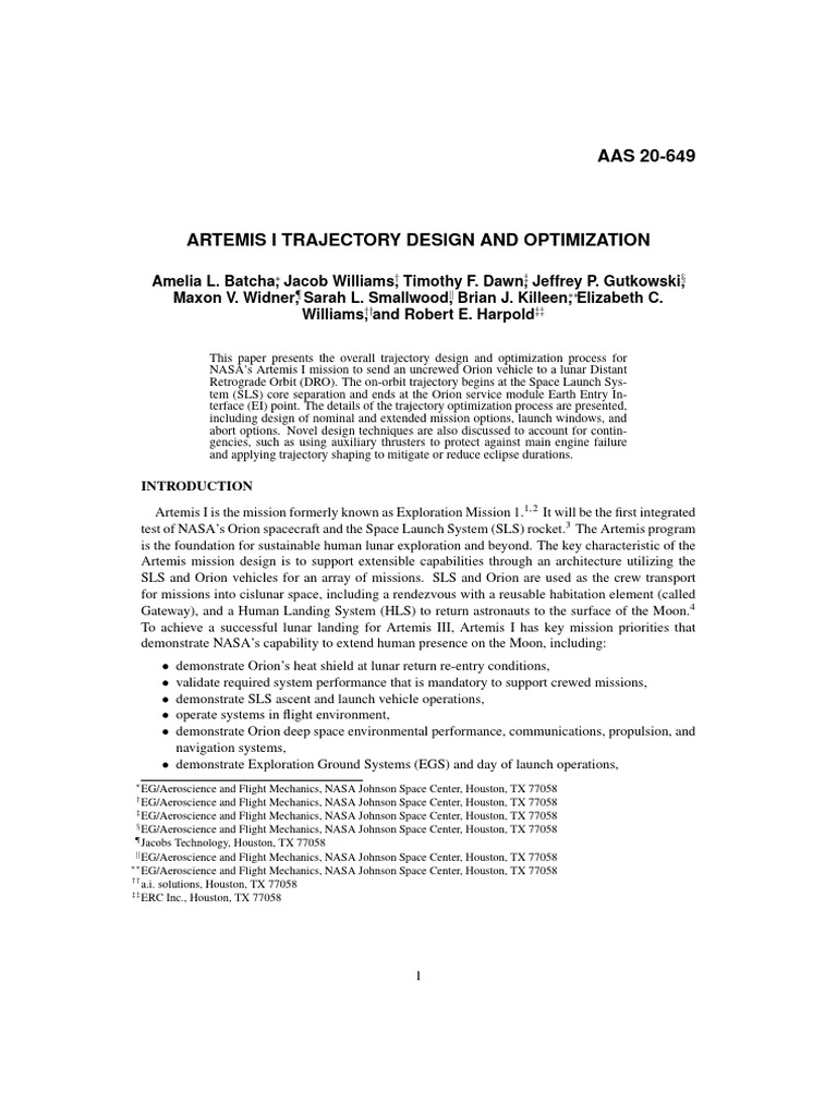 Artemis I Trajectory Design Overview | PDF | Space Launch System ...