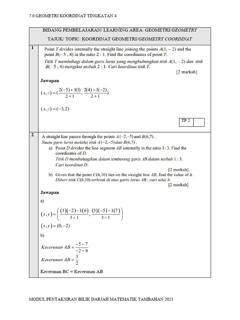 Jawapan Modul Halus Jpn Geometri Koordinat Pdf