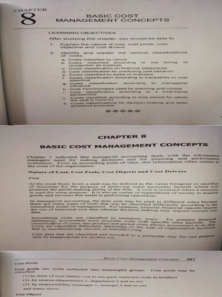 MA Chapter 8 Basic Cost Management Concepts | PDF