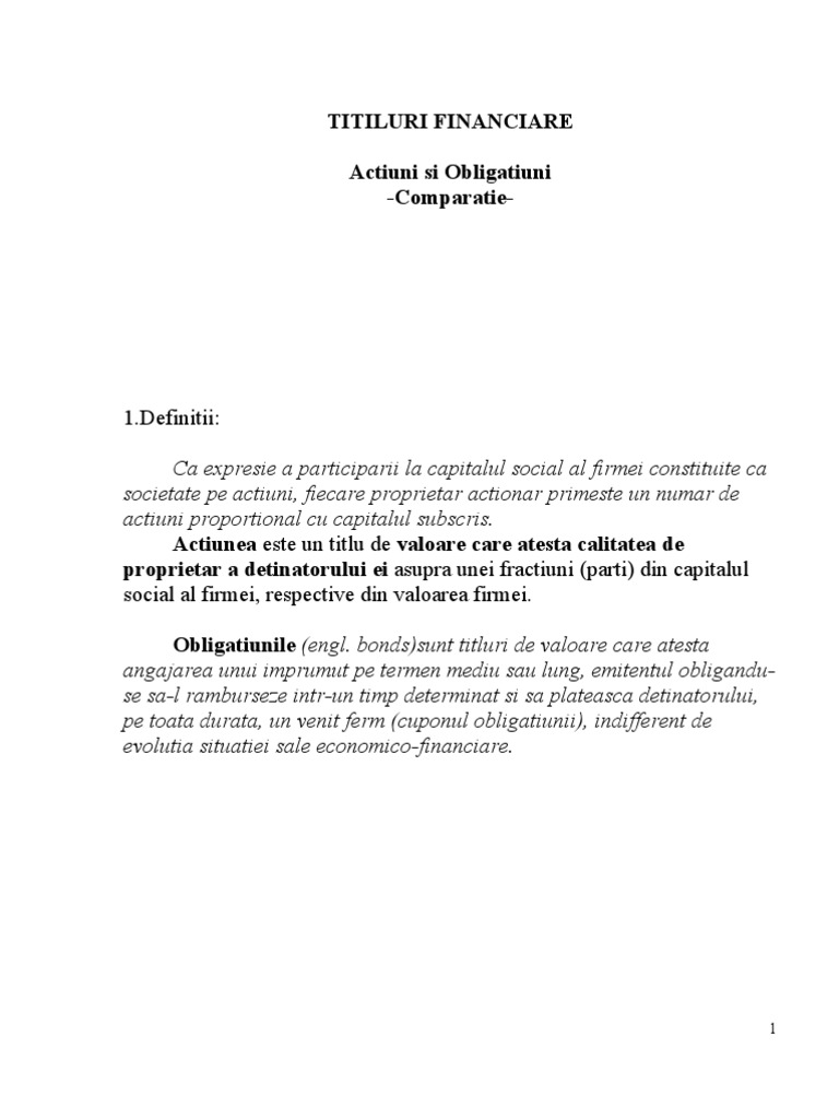 Titluri Re Actiuni Si Obligatiuni PDF