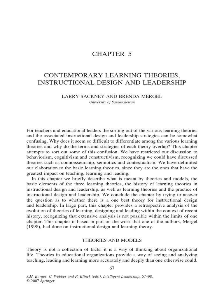 Learning Theories in Education | PDF | Constructivism (Philosophy Of ...