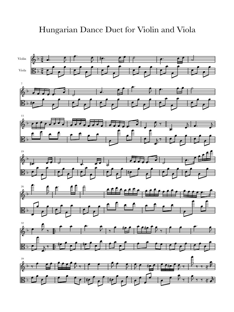 Hungarian Dance 5 Duet Violin Viola Pdf Pandemic