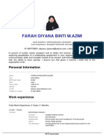 Farah Diyana Binti M.Azmi: Personal Information