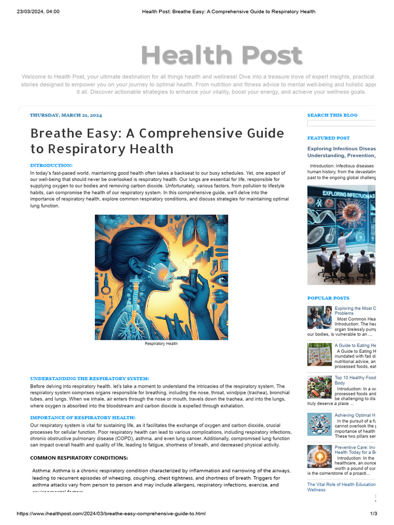 Breathe Easy_ a Comprehensive Guide to Respiratory Health | PDF ...