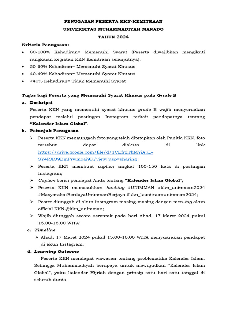 PENUGASAN PESERTA KKN Kemitraan 2024 | PDF | Ilmu Sosial