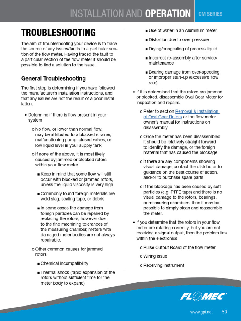 OM Pulse Meter Troubleshooting Guide | PDF | Switch | Electrical ...