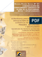 Articulo 1. Estrategias Innovadoras de Divulgación de La Cultura Científica en Educación Primaria, Secundaria y Bachillerato