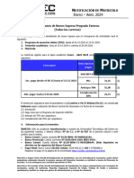 Notificación Matricula PE Enero - Abril 2024 Nuevo Ingreso