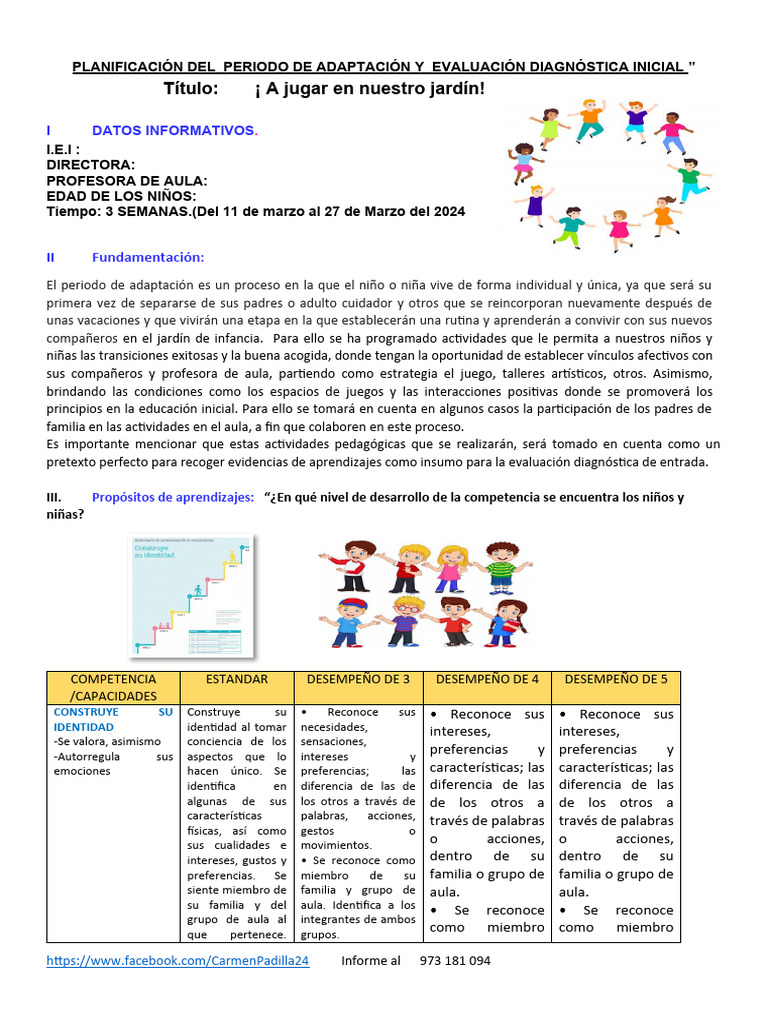 3,4 5 Periodo de Adaptación | PDF | Educación de la primera infancia ...