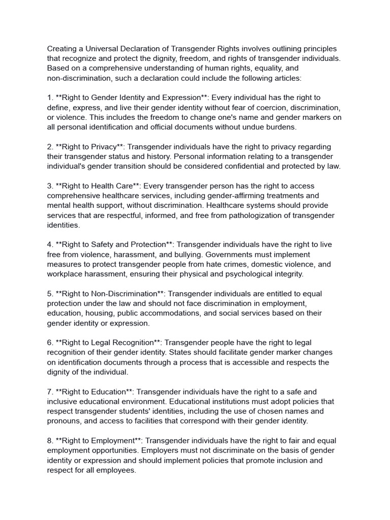 Universal Declaration of Transgender Rights PDF | PDF