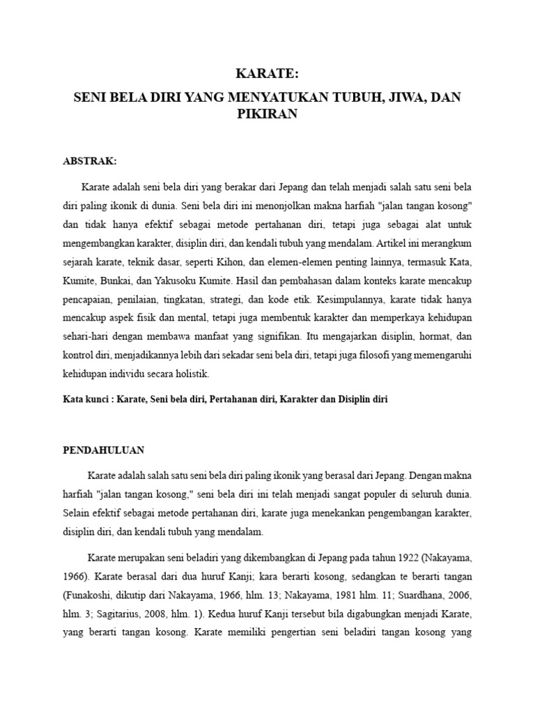 Sejarah dan Teknik Dasar Karate | PDF