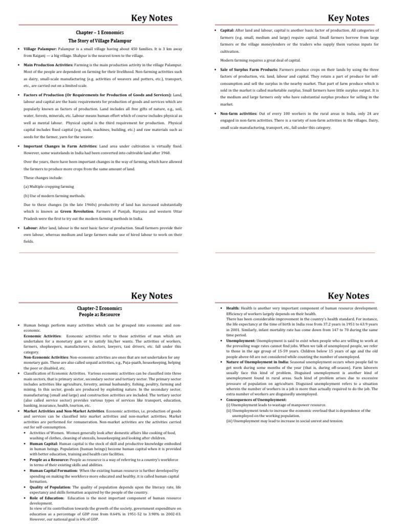 Class 9 NCERT Economics Chapter 1 Notes | PDF | Economies