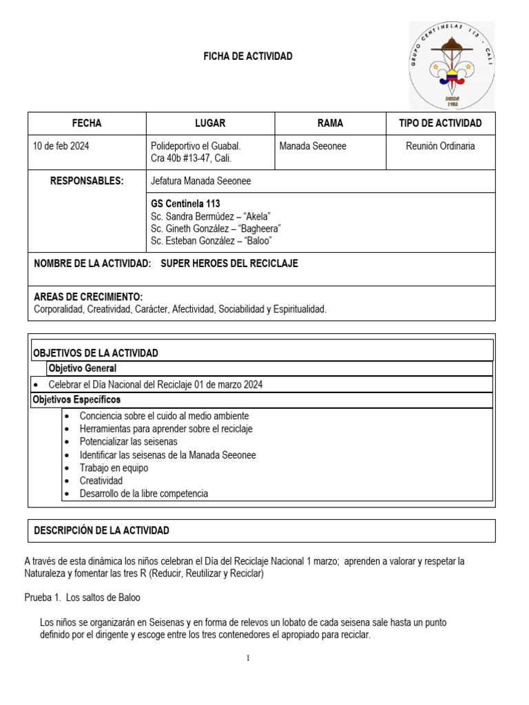 Ficha de Actividad Manada 0203 2024 | PDF