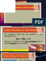 Linear Equations in Two Variavles