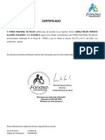 Certificado: ALLENDE GUAJARDO, RUN 20123902-8, Figura Como Afiliado (O Beneficiario) Del FONDO NACIONAL DE SALUD