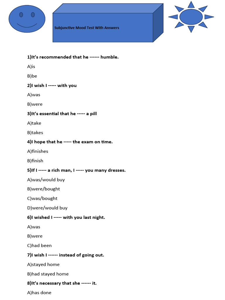 THE SUBJUNCTIVE MOOD EXERCISES visual data 6