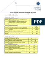 Dep. Informatica - Lista Optionale Alese Licenta 2023-2024