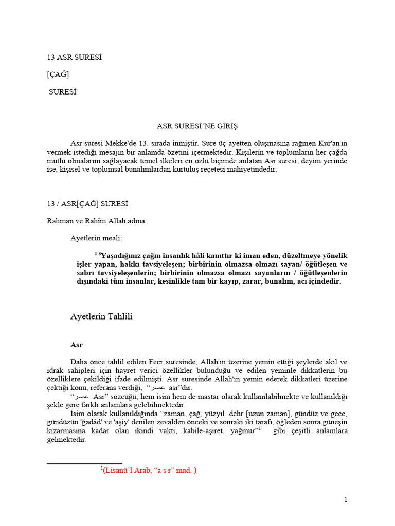 Asr Suresi̇ | PDF