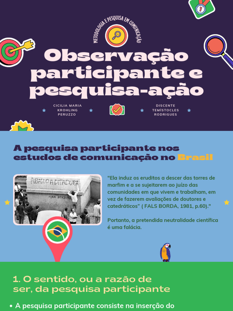 Observação Participante e Pesquisa-Ação | PDF | Comunicação | Cognição