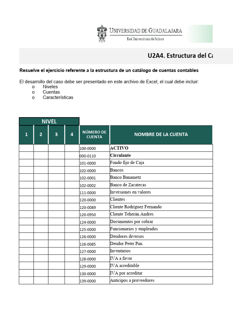 Estructura del Catálogo de Cuentas Contables | PDF | Bancos | Contabilidad