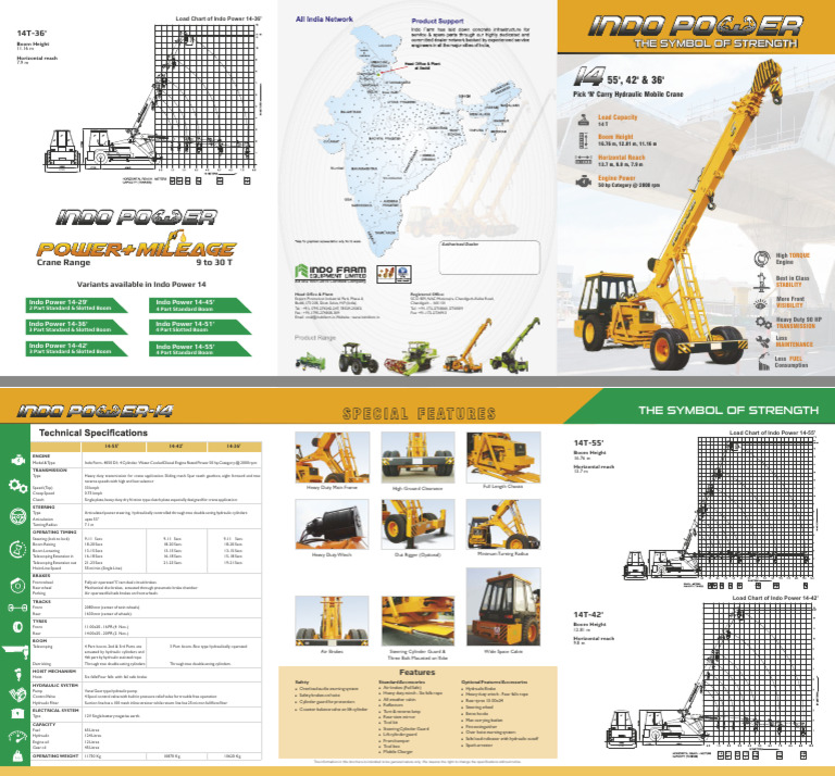 Indo Power 14 Ton Hydra Load Chart | PDF | Brake | Steering