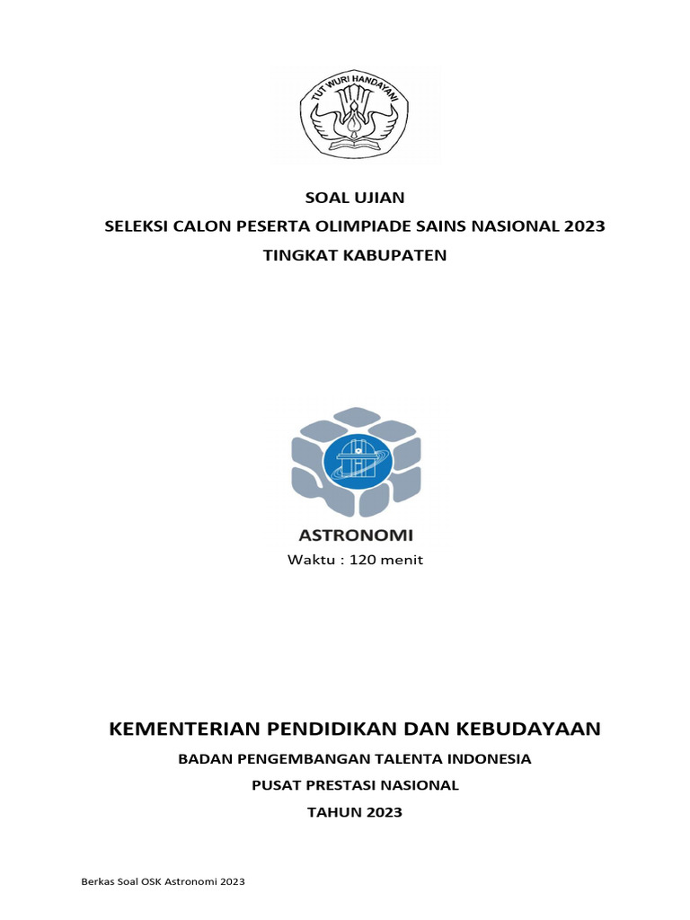 Soal osk astronomi 2023 pdf