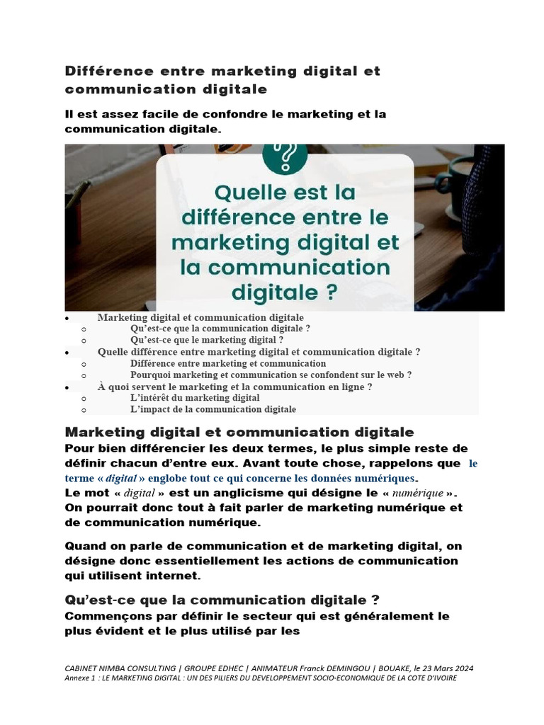 Différences entre marketing et communication | PDF | Commercialisation ...