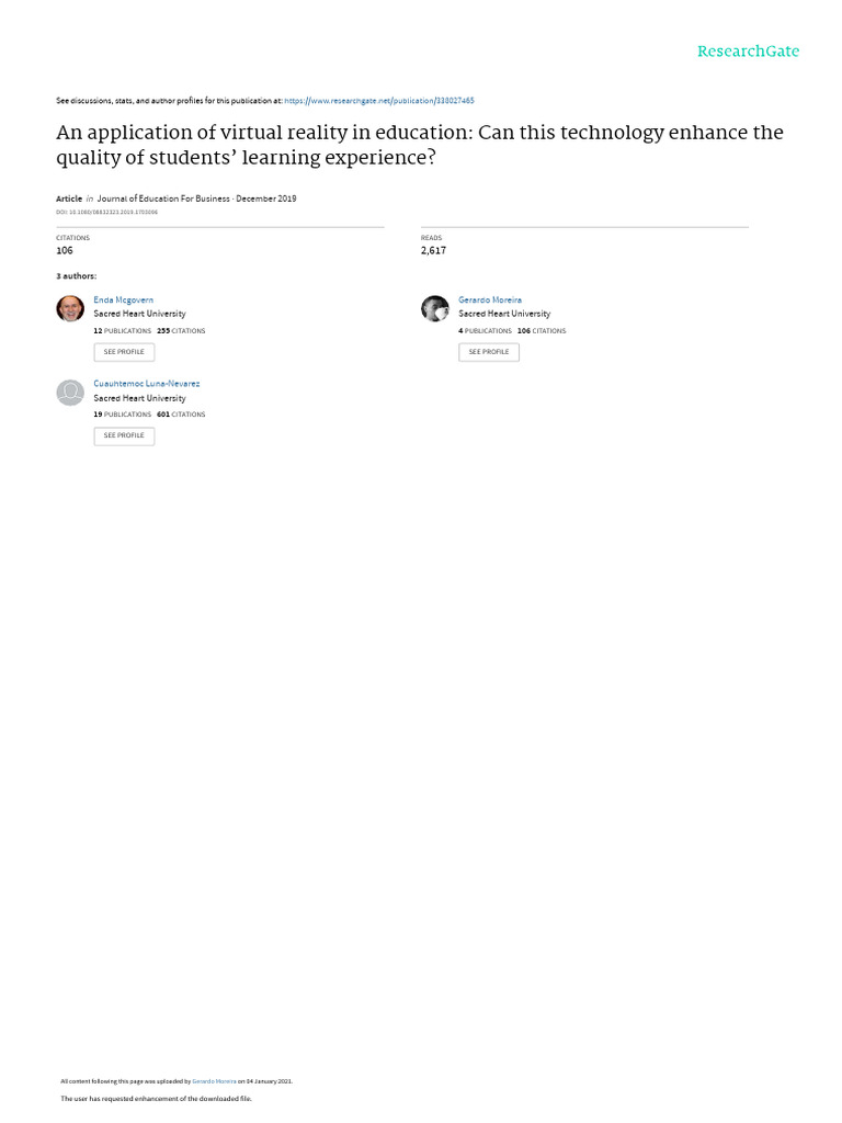 An Application of Virtual Reality in Education: Can This Technology ...