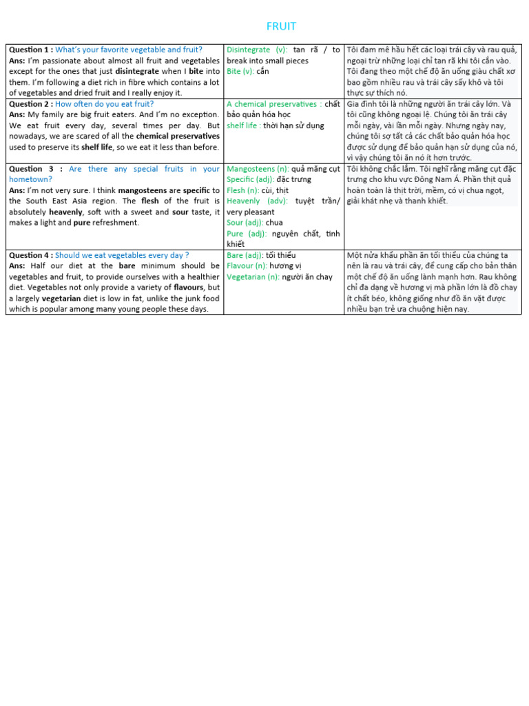 Fruit What S Your Favorite Vegetable And Fruit Pdf